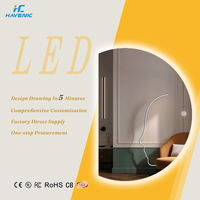 Vente en gros Miroir mural moderne LED irrégulier rétroéclairé pour salle de bain Miroir intelligent en forme de demi-lune pour chambre à coucher Hôtel Maison Dressing Miroir