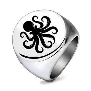 Bague Octopus 22MM Ronde en Or, Bijou de Mode pour Homme, Cadeau - Product Image 4