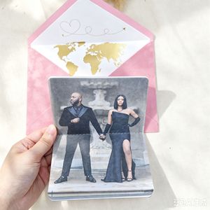 Custom <b>Wedding</b> Passport <b>Invitation</b> Wallet <b>Envelope</b> with Gold Foil World Map Design for Destination Travel <b>Weddings</b> - Product Image 4