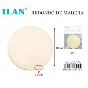 Dischi di Legno Rotondi ILAN, Diametro 10cm, Spessore 0,25cm, Confezione da 12 Pezzi per Artigianato e Fai-da-Te - Product Image 2