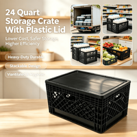Caisse de transport empilable ventilée en plastique solide de 24 litres, robuste, pour boissons, fruits et légumes