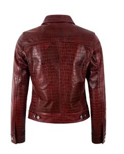 Gilet pour femme en cuir Nappa imprimé croco rouge foncé 100 % véritable, couleur tendance, marque privée, OEM, style moderne et classique - Product Image 4