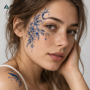 Autocollants de <span class=keywords><strong>tatouage</strong></span> temporaire semi-permanent en papier imperméable à base de jus végétal, 80 motifs, 110x180mm, finition mate, effet phosphorescent, motif végétal pour le corps - Product Image 3