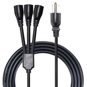 สายไฟต่อขยาย NEMA 5-15P ถึง3 * NEMA สายไฟต่อพ่วง5-15R สีดำ13A สายไฟต่อเต้าเสียบ16AWG 125V