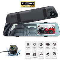 Nouveau 2022 – Enregistreur miroir 4,3 pouces 24H Full HD 1080P pour voiture, double objectif, caméra embarquée, boîte noire de conduite, DVR avec image de recul
