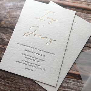 Carta goffrata per matrimonio super spessa in carta di cotone MOQ bassa da 800g con testo personalizzato - Product Image 2