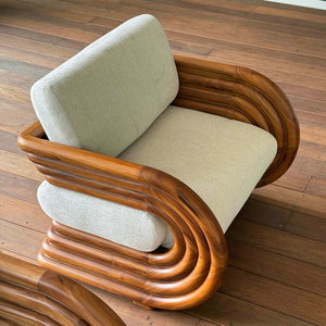 <span class=keywords><strong>Fauteuil</strong></span> en teck de <span class=keywords><strong>jardin</strong></span> au <span class=keywords><strong>design</strong></span> extérieur confortable de style nordique, gris, hôtel, tissu imperméable, fauteuils pour patio - Product Image 4