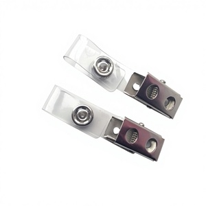 Porta Badge in Metallo con Clip e Cinturino in Vinile Morbido, Supporto Versatile per Documenti e Accessori con PVC Trasparente Pieghevole - Product Image 1