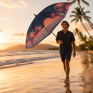 Parapluie de <span class=keywords><strong>golf</strong></span> de haute qualité avec impression coucher de soleil, logo personnalisé, robuste, <span class=keywords><strong>prix</strong></span> d'usine, parapluies à manche pour hommes et femmes - Product Image 2