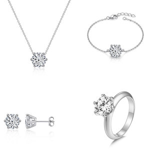 Set Perhiasan Moissanite Kupu-kupu Mewah Perak S925 1/2/3CT Enam Prong Solitaire Kalung Gelang Cincin Anting Stud GRA - Product Image 1
