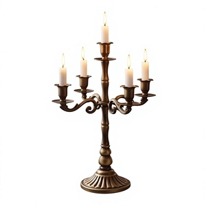Candelabro de metal de 5 brazos estilo europeo, artículos de exhibición para mesa, centro de mesa, decoración para el hogar, suministros para gestión de eventos, MOQ bajo - Product Image 1