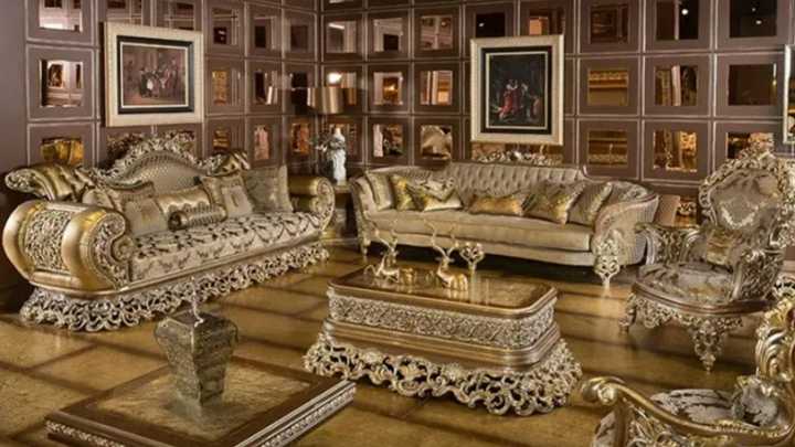 luxury home Lounge Large High Quality Royal Solid Wood Velvet 3 Seater ...