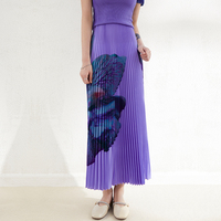 Ensemble jupe courte rose tendance pour femmes Miyake, été, manches courtes, taille élastique, imprimé fleurs, jupe plissée, deux pièces