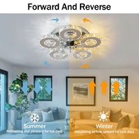 Ventilateur de plafond DC 30W*2 avec télécommande double, lampe à intensité variable, éclairage LED et lustre en cristal pour chambre à coucher