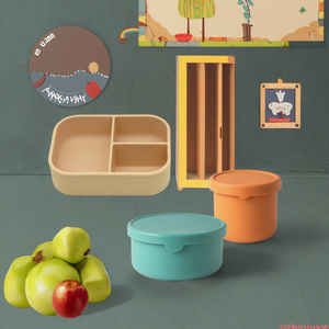 2025, fiambrera Bento de silicona a prueba de fugas con compartimento ovalado portátil de lujo moderno con tapa para uso doméstico - Product Image 3