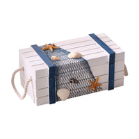 Boîte de rangement en bois méditerranéenne 3-en-1 avec logo personnalisé, décoration intérieure, boîte à bijoux, 3 tailles, autocollants marins, oiseaux marins, étoiles de mer, bougies