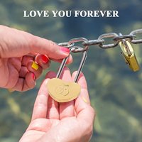 Cadenas d'amour sans clé gravé en forme de cœur Double, serrure pour amoureux, cadeaux de mariage, cadenas en forme de cœur en laiton