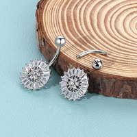Lingchee Acier Inoxydable Double Dévisser Nombril Piercing Zircon Clair BBN Nombril Anneaux Hypoallergénique Piercing Bijoux