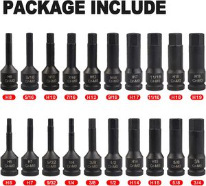 Peaktop <span class=keywords><strong>20pcs</strong></span> SAE/Metric 1/2 "Ổ đĩa tổng thể tác động Hex Bit Ổ Cắm bộ - Product Image 2