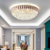 Plafonnier LED de luxe nordique à montage en surface, en cristal rond, pour salon