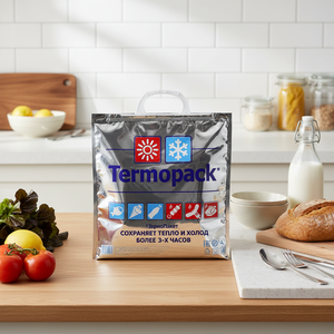 <span class=keywords><strong>Bolsa</strong></span> isotérmica desechable de aluminio con asa de plástico térmico para alimentos, diseño de logotipo personalizado, para alimentos calientes y fríos - Product Image 1
