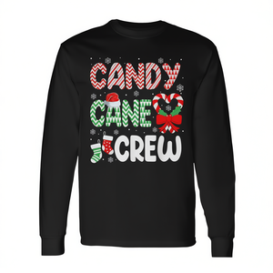 Camiseta de manga larga Candy Cane Crew con diseño navideño para diversión familiar - Product Image 2