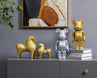 Statue d'ours en résine dorée moderne et audacieuse, motif textuel, décoration d'intérieur, cadeau pour le salon, accessoires de décoration pour la maison