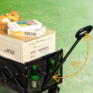Overmont Collapsible <b>Foldable</b> Alloy Steel Wagon Cart 49.2'' Extended 300LB Load Capacity Tubeless Wheels Portable Shopping - Product Image 4