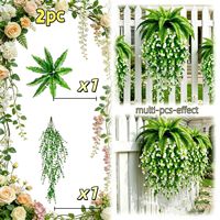 Ensemble de plantes vertes artificielles, fleurs artificielles, lianes suspendues et plantes artificielles murales, combinaison populaire des designers.