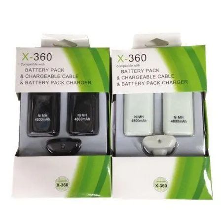 4800mAh Battery 2 Pack For Xbox 360 Controller Play And Charger Kit Battery For Xbox 360 Black