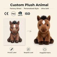 Peluche personnalisée OEM, poulain de cheval brun réaliste, jouet en peluche, personnage de ferme, poupée, conception personnalisée, mascotte de marque, peluche CE