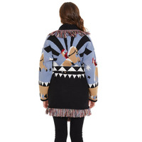 JancocoStyle Vintage Cardigan long pour femmes en cachemire doux tricoté vêtements d'extérieur décontracté imprimé pull en fourrure