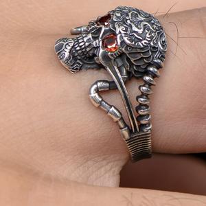 Octopus Skull <b>Ring</b> Zinc Alloy Red Eyes <b>Adjustable</b> <b>Size</b> Gift Jewelry - Product Image 2