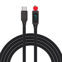 Câble de charge rapide USB-C vers USB-C tressé avec affichage numérique PD100W 5V 3A pour téléphones portables et ordinateurs portables
