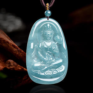 หยกธรรมชาติ หยกมาหัศฐามาปราพต้า จี้หยกน้ำเงิน สำหรับทุกเพศ ทุกวัย ดีไซน์ดั้งเดิมของชาวพุทธ พร้อมใบรับรองการประเมิน GY45 - Product Image 3