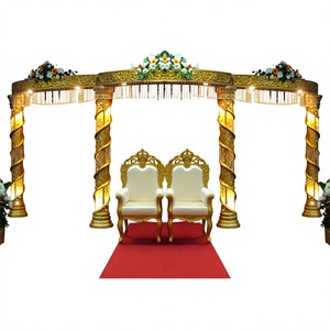 Escenario de Boda Musulmán con Pilares de Cristal Dorado, Escenario de Cristal de Fibra para Bodas Nocturnas, Escenario Dorado para Bodas, Decoración para Eventos en Australia - Product Image 1