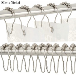 Set di 12 nichel 304 in acciaio inox bagno doccia <span class=keywords><strong>tenda</strong></span> anello gancio <span class=keywords><strong>con</strong></span> le sfere del rullo - Product Image 2