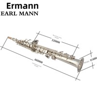 Ehrman Earl Mann Professional Brass Treble Drop B Nickel Plated Split Saxophone with High-grade Bags