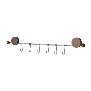 Walnut Wood Suction Cup Hooks Wall Mounted Storage Rack For Kitchen Utensils Punch Free Polished Finish - Product Image 5