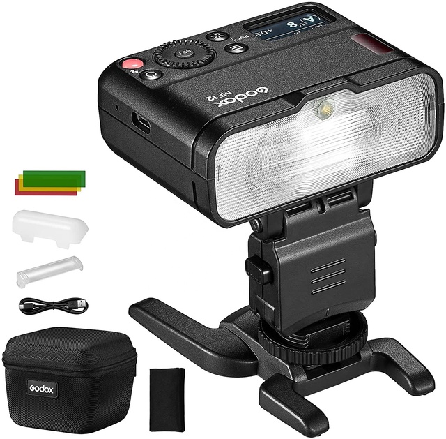 NEW Godox MF12 Photography Speedlite Macro Mini Flash with Built-in X System TTL Flash + Color Filter Diffuser for Macro Shots