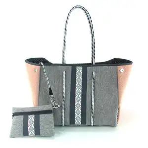 Een Groothandel Kleine Minimale Bestelling Fabrieksprijs Handtassen Strandtas Custom Neopreen Tas