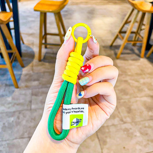 Nylon bện vải dây điện thoại di động Trường hợp dây buộc hai màu thời trang Keychain chống mất dây mặt dây chuyền túi phụ kiện Keychain - Product Image 5