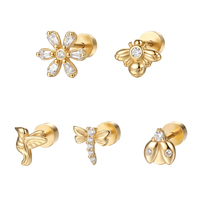 Boucles d'oreilles simples et polyvalentes en argent, bijoux en gros, plaqué or, avec un zircon rond, clous d'oreilles circulaires