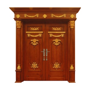 Grande porte extérieure en <span class=keywords><strong>bois</strong></span> massif de chêne massif, modèle de luxe, Double, Design pour porte d'entrée - Product Image 5