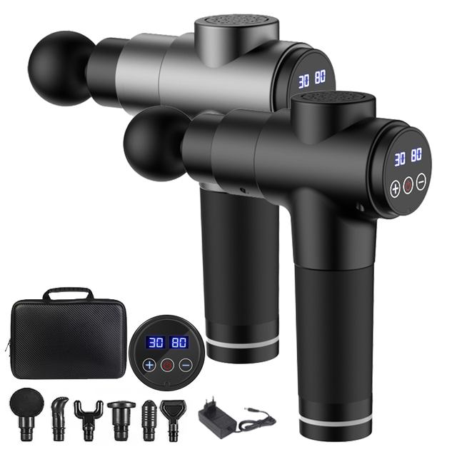 Portable Muscle Fascia Massage Gun Brushless Motor 12 Speed Levels 6-8H Battery Life for Deep Tissue Pain Relief Body/Neck/Back