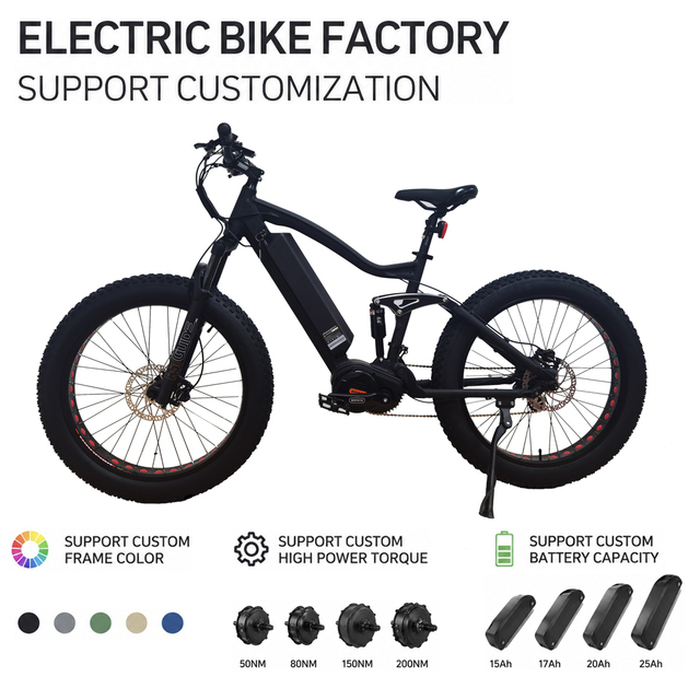 Customized 8 Speed Bafang Mid Drive Motor Electric Mountain Bike 250W Strong Power Ebike