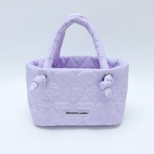 OEM Quilted Puffer Tote Bag, Custom LogoDiamond Quilted Handbag with Knot Handle, Cute Mini Basket Bag for Women, Wholesale - Product Image 2