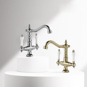 Robinet vintage français Robinet européen à double poignée en or pour salle de bain - Product Image 2