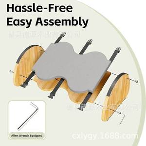 Wooden Footrest Bamboo Material Grey Cushion Office Use Freestanding Design Minimalist Style Ly 513 - Product Image 4