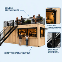 Restaurant Barbecue Modulaire Mobile en Conteneur 20ft 40ft Structure en Acier Galvanisé Durable Zone de Repas sur le Toit Maison de Luxe